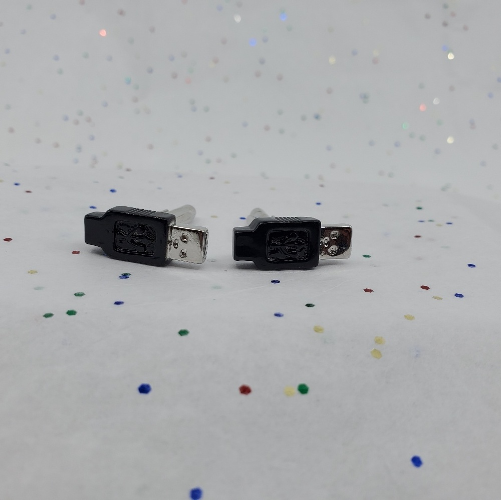 Men's Black Novelty Stainless Steel Flash Drive Cuff Links